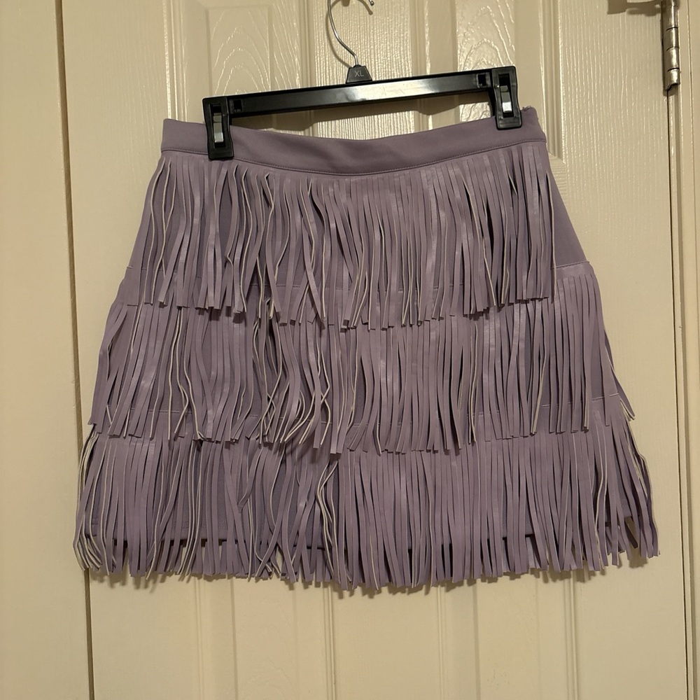 Chic Lavender Fringe Mini Skirt